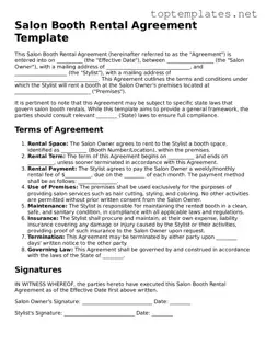 Valid Salon Booth Rental Agreement Template
