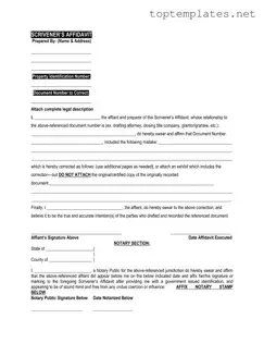 Free Scrivener's Affidavit PDF Form