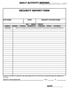 Free Security Guard Daily Report Sample PDF Form