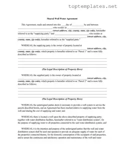 Free Shared Well Agreement PDF Form