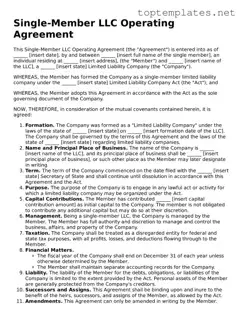 Valid Single-Member Operating Agreement Template