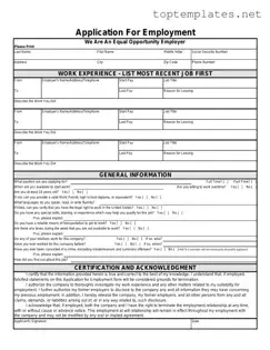 Free Spanish Application Employment PDF Form