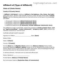 Valid Affidavit Template