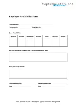 Free Employee Availability PDF Form