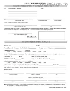 Free Employment verification form PDF Form