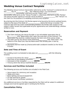 Valid Wedding Venue Contract Template