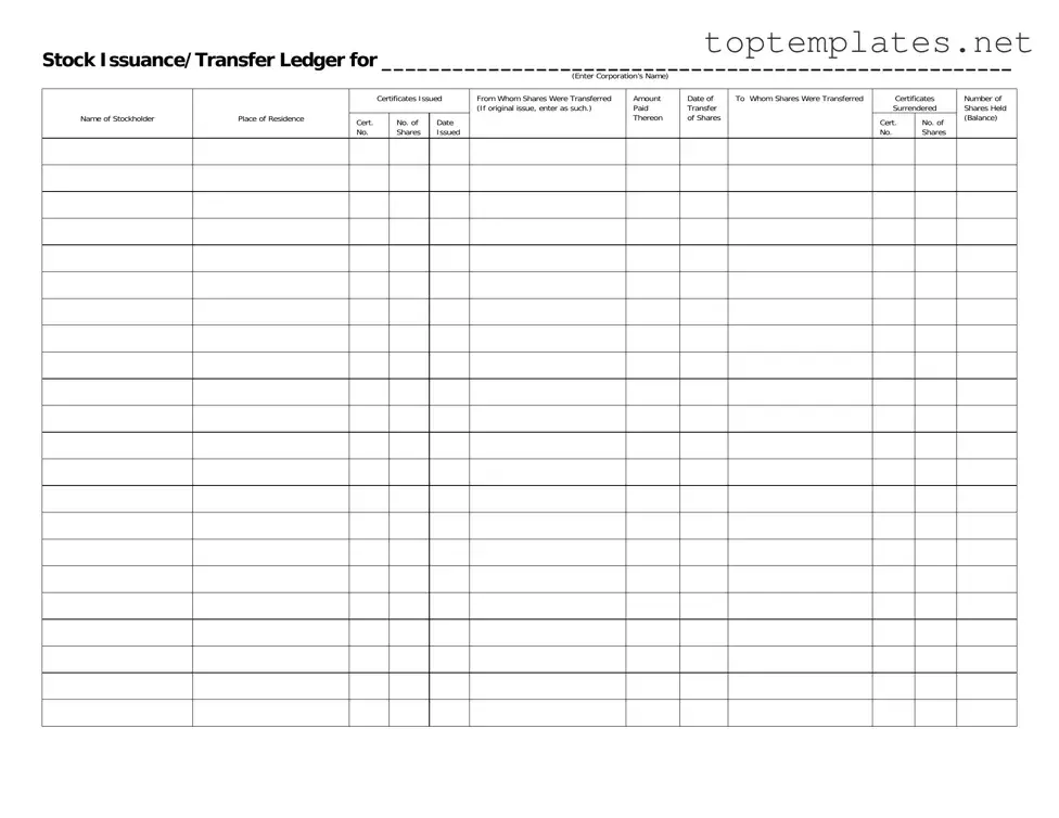 Free Stock Transfer Ledger PDF Form