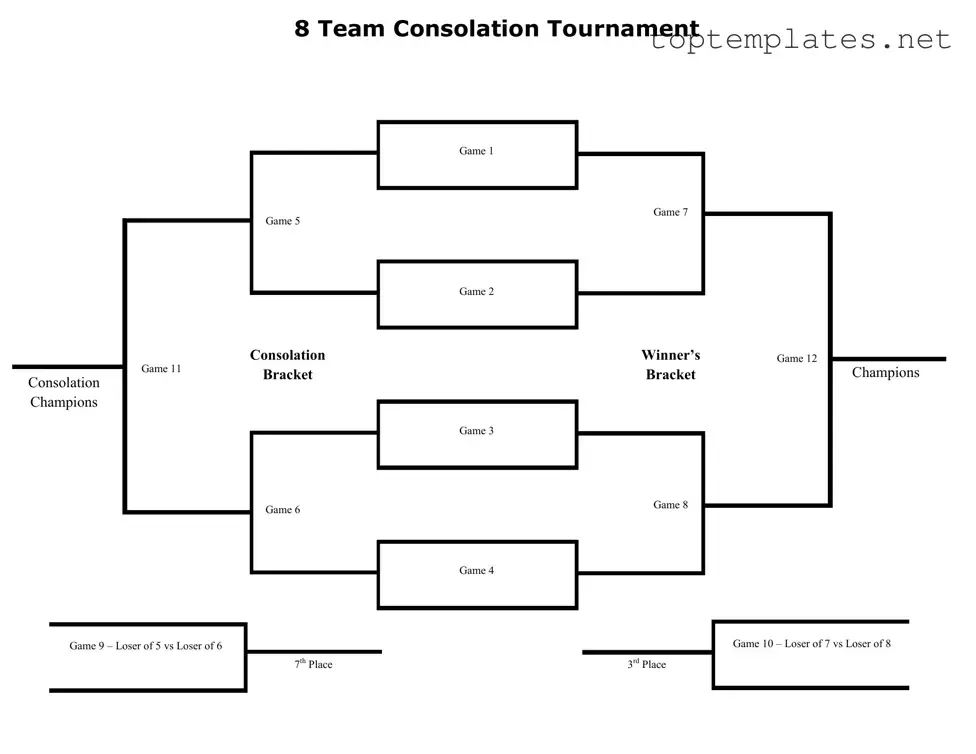 Free Tournament Consolation Bracket PDF Form