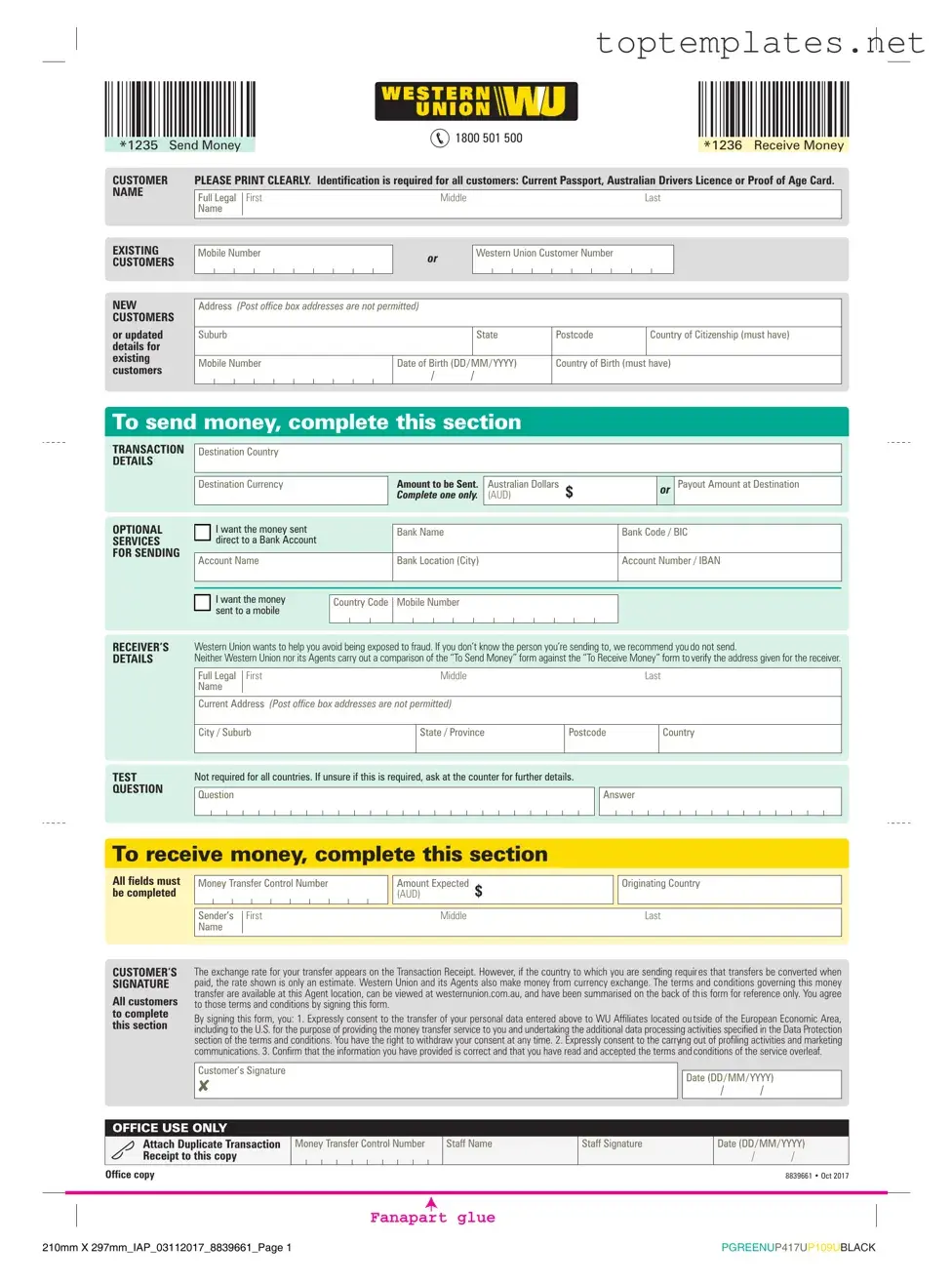 Free Western Union PDF Form